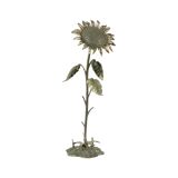 Grand cendrier tournesol en bronze argenté S. Agudo 62 cm