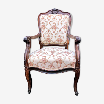 Bergère fauteuil en palissandre fleuron coquillage Napoléon III