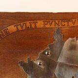 Wooden and stainless steel world map, folk art, 1974