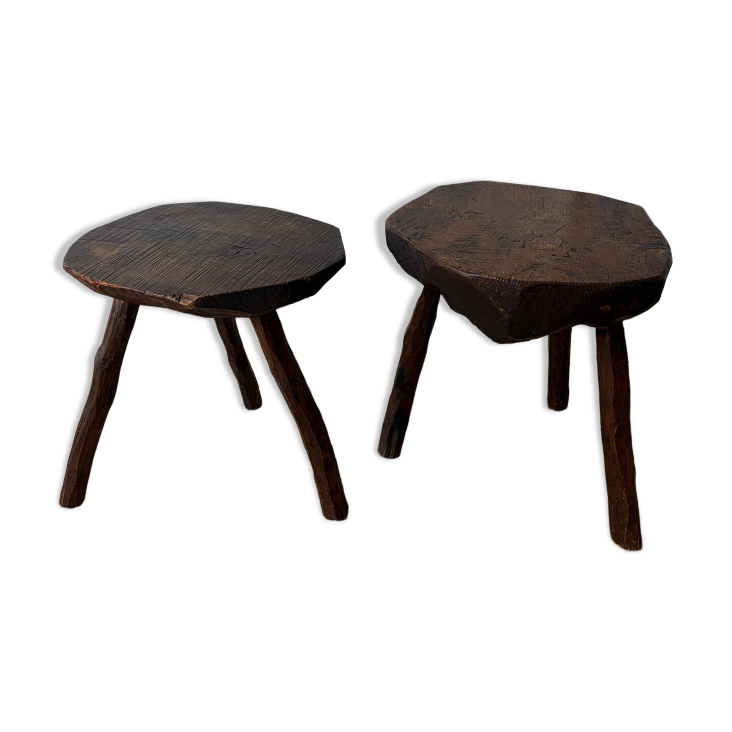 Paire de tabourets brutalistes 1950