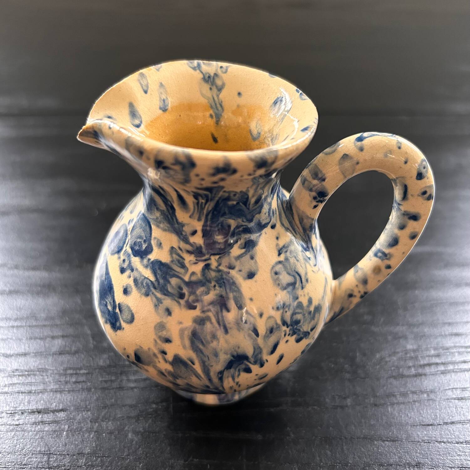 Small blue and beige mixed pitcher