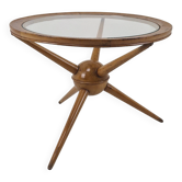 Table trépied en bois et verre attribuée à Cesare Lacca, Italie, années 1950.
