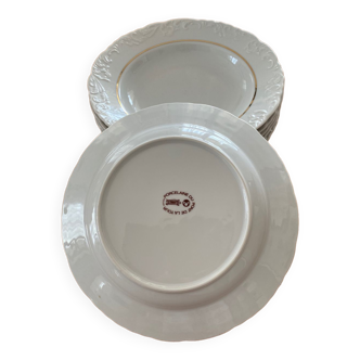 Set of 6 hollow porcelain plates Du Pont de la Tour