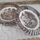 Set of 5 flat plates in English Iron Earth country decoration brown marli floral