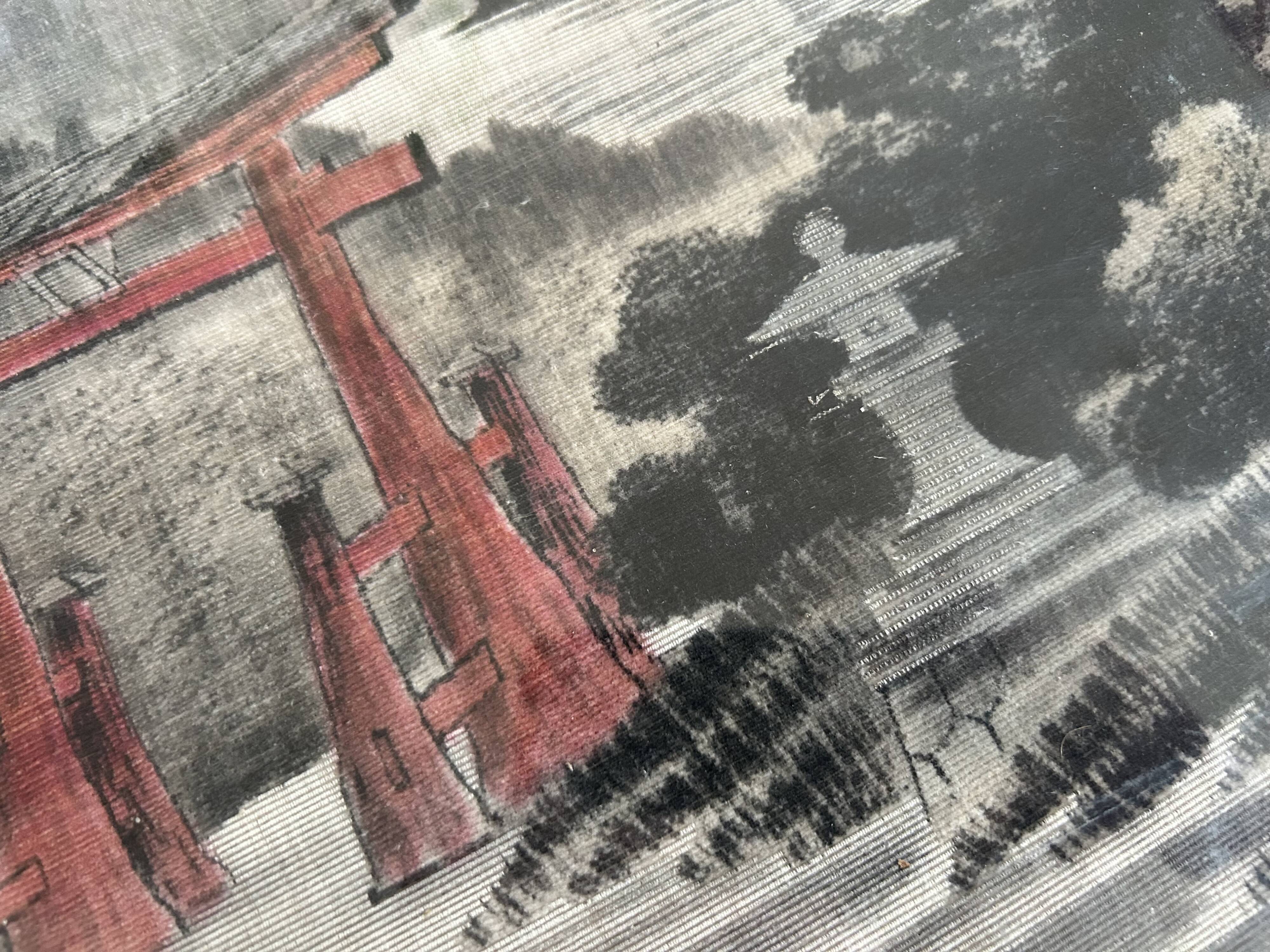 Ancient Japanese drawing on canvas
