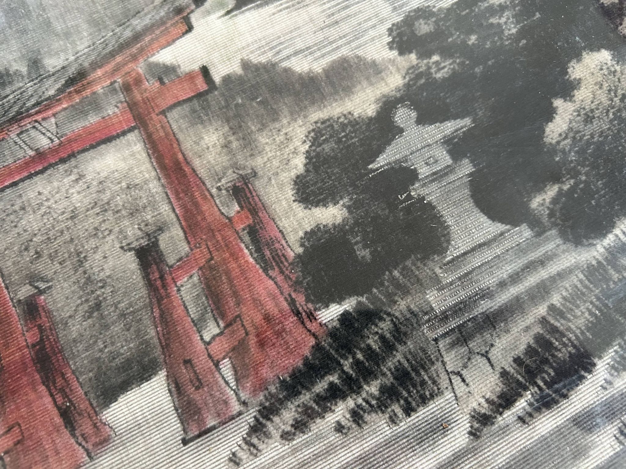 Ancient Japanese drawing on canvas