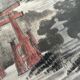 Ancient Japanese drawing on canvas