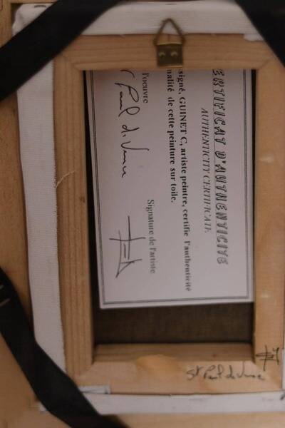 Original French oil on canvas – “Saint‑Paul‑de‑Vence” by Guinet C – vintage & framed – 28 × 23 cm