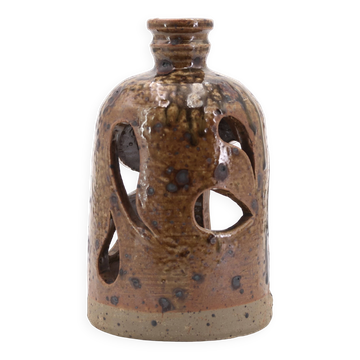 Signed stoneware lantern candle holder, 1960s
