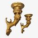 Pair of Gilded Wooden Wall Sconces, Mid-19th Century