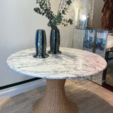 Marble and wicker dining table