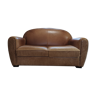 Leather convertible club sofa