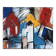 Abstract cubist houses, oil on canvas signed