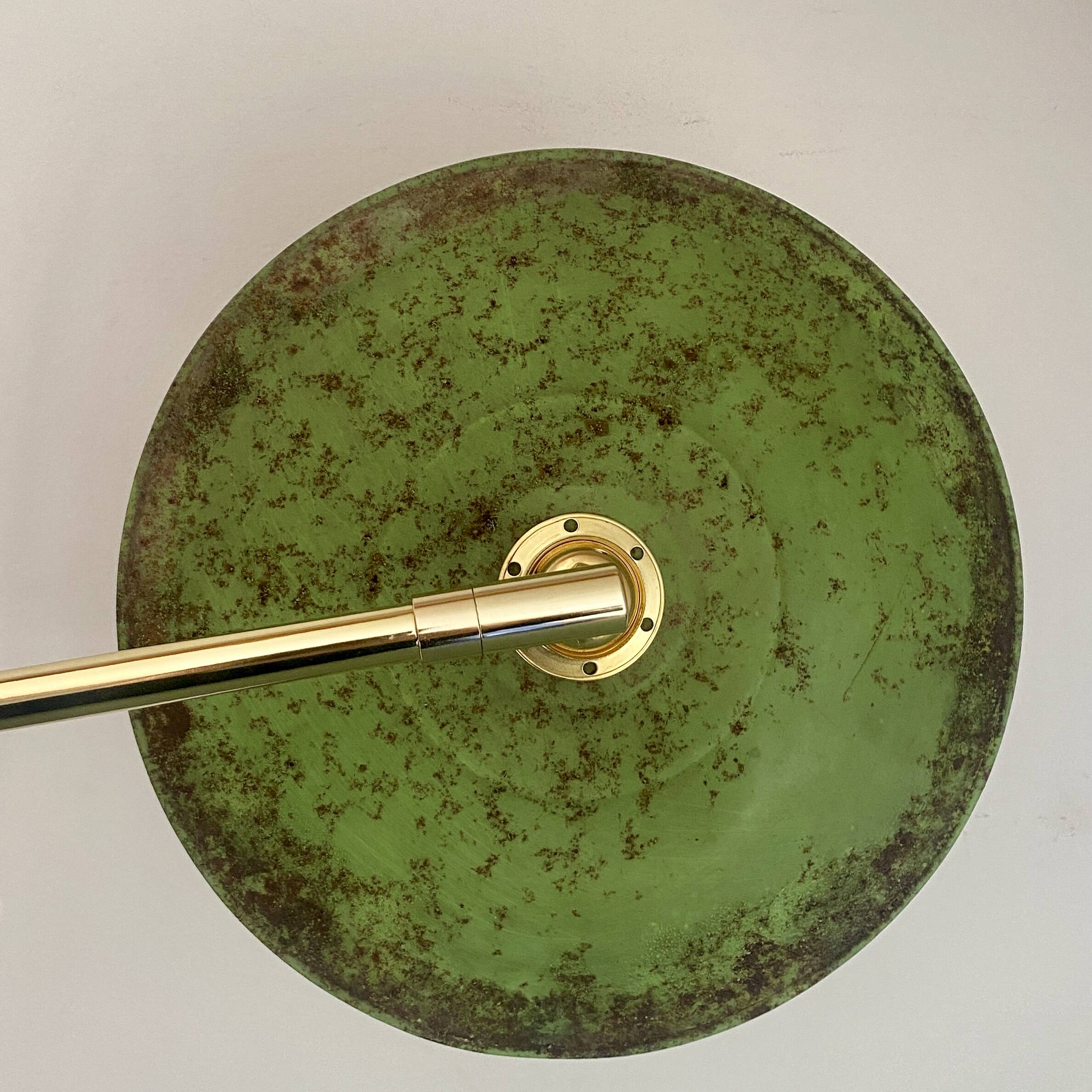 Vintage green enamelled sheet metal wall lamp shade - 2 -