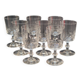 8 anciens verres a vin en cristal de baccarat taillé gravure 10742