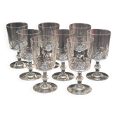 8 anciens verres a vin en cristal de baccarat taillé gravure 10742