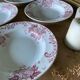 Set of 4 old plates hollow in pink iron earth, Snowball Saint-Amand