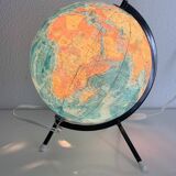 Globe vintage 1975 terrestre tripode verre Taride mappemonde - 28 cm