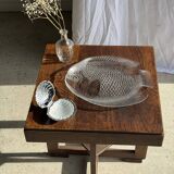 Large fish plate transparent glass Arcoroc vintage L38.5