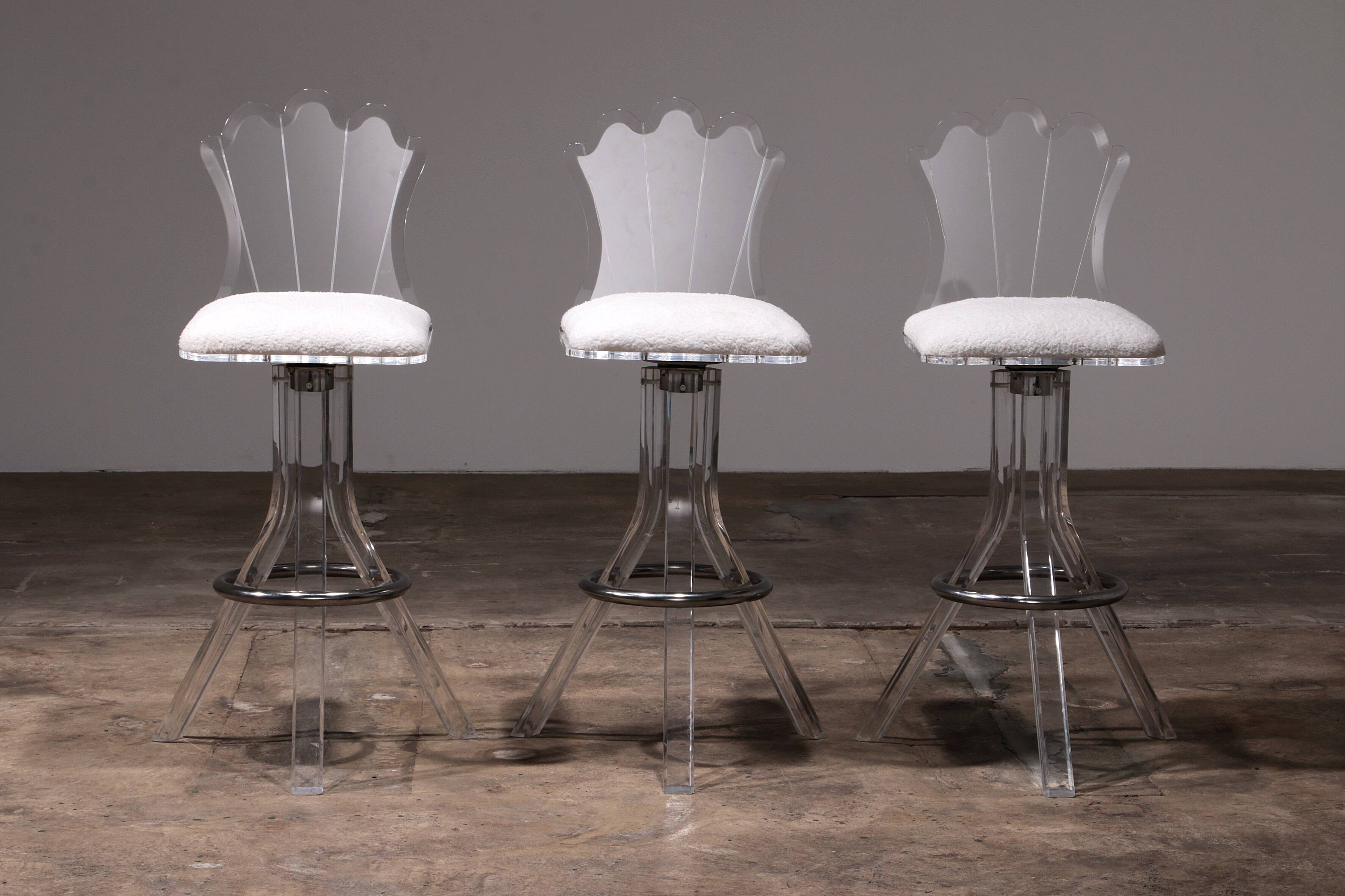 Plexiglass lucite bar stools and chrome swivel bar chairs,Hill Manufacturers