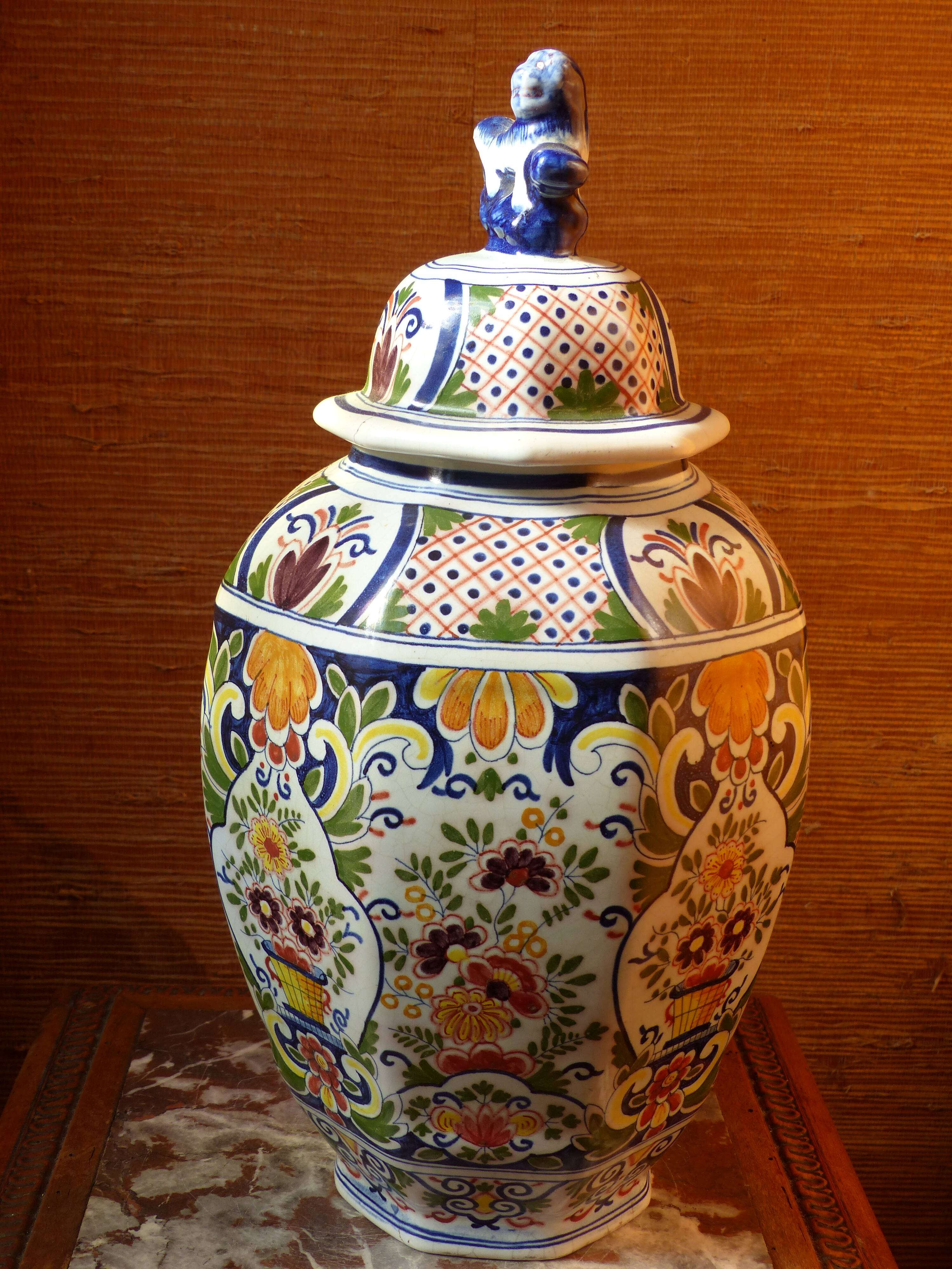 Hand-painted signed pot with lid