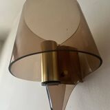 Plexiglass wall light / brass details, 1970s design
