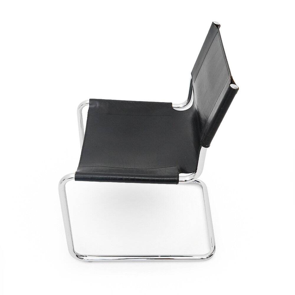 Pair of metal and leather chairs by Carlo Bartoli for T70, 1970s.