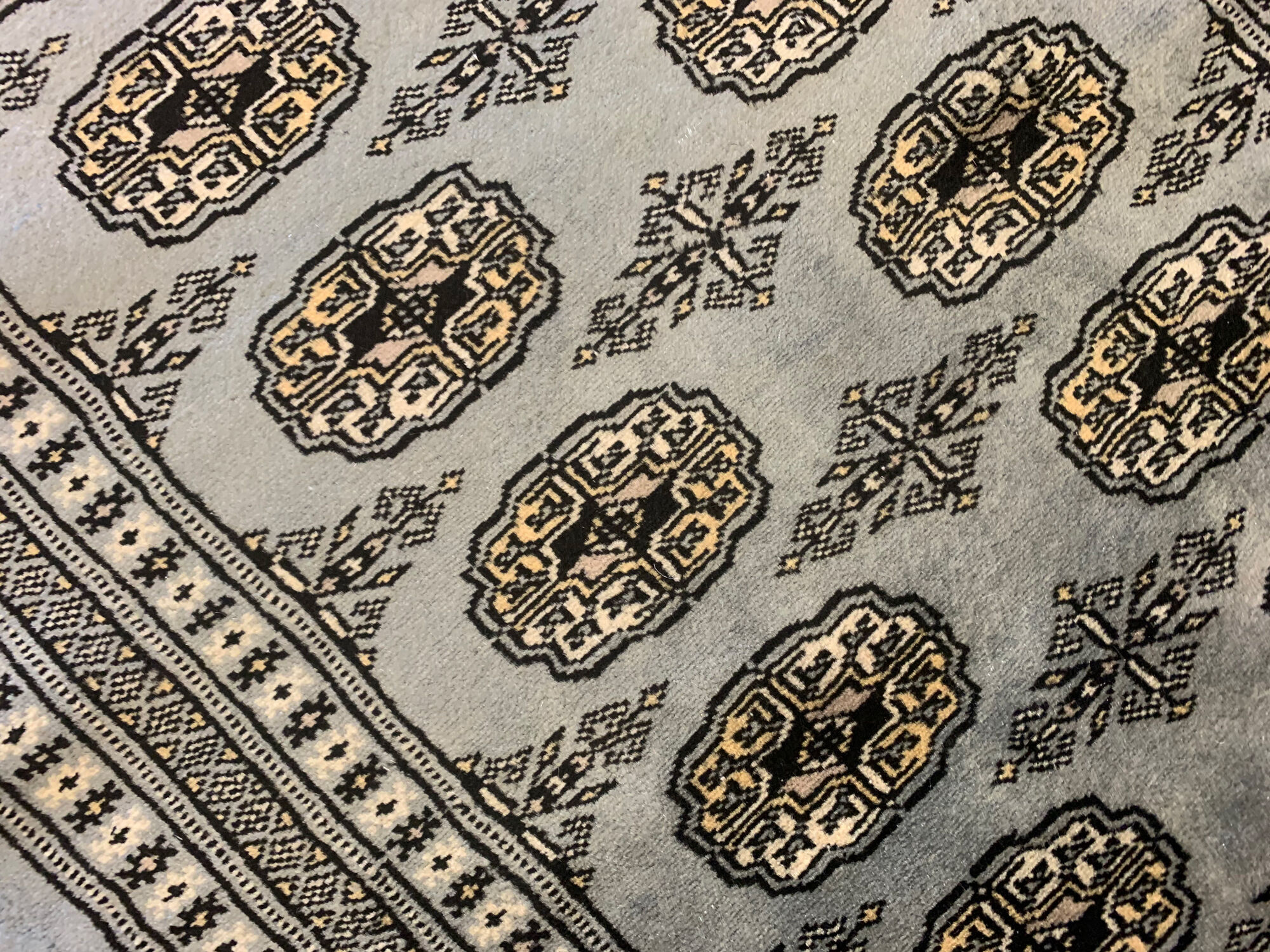 New grey bokhara runner rug - 78x234cm