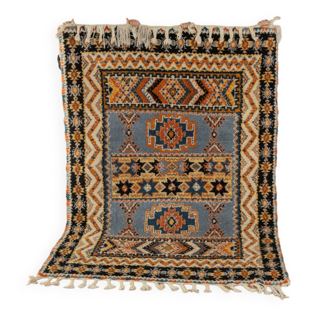 Tapis Ancien Années 60 – 100% Laine – Multicolore – Intérieur