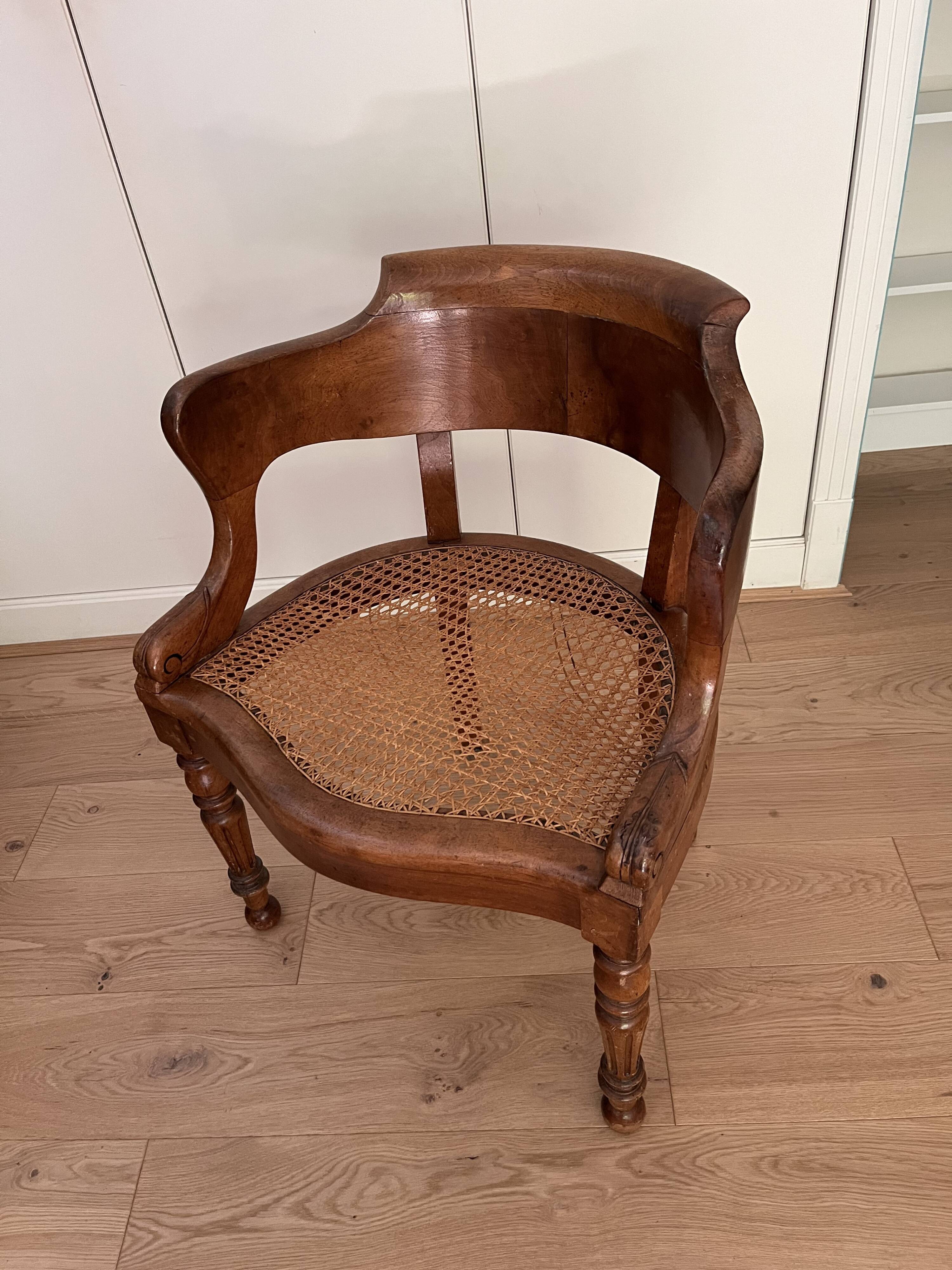 Cane chair in wood, 19th century.