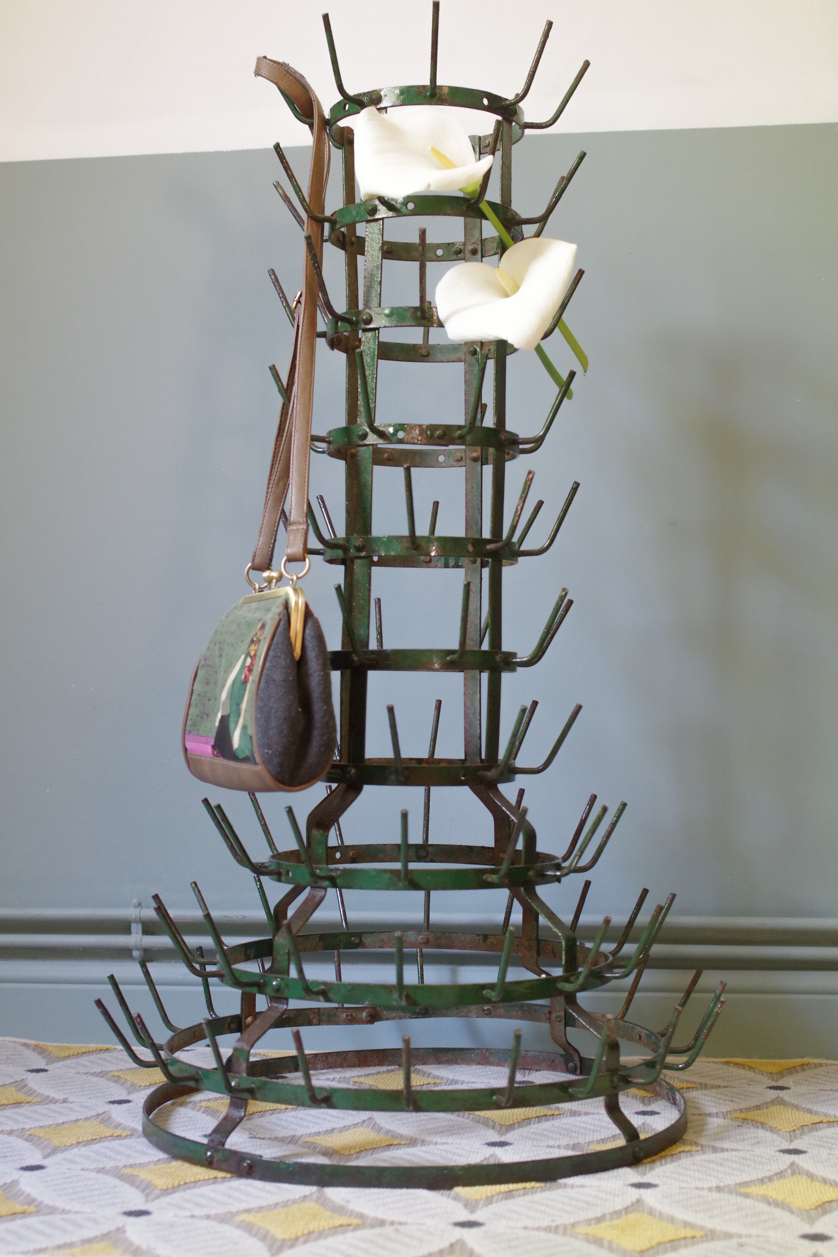 Vintage green bottle holder