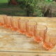 7 vintage pink water glasses
