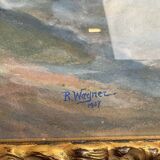 Frederick r. wagner (1937) (1864-1940) : aquarelle voilier en pleine mer