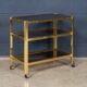 20thC BRASS & SMOKED GLASS DRINKS TROLLEY ATTRIBUTED TO MAISON JANSEN c1970