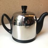 Guy Degrenne salam calorifuge teapot 4 ceramic cups - vintage chrome 70