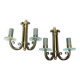 Pair of art deco lacquered metal, brass and glass wall lights