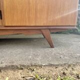 Armoire en chêne 3 portes miroir pieds compas