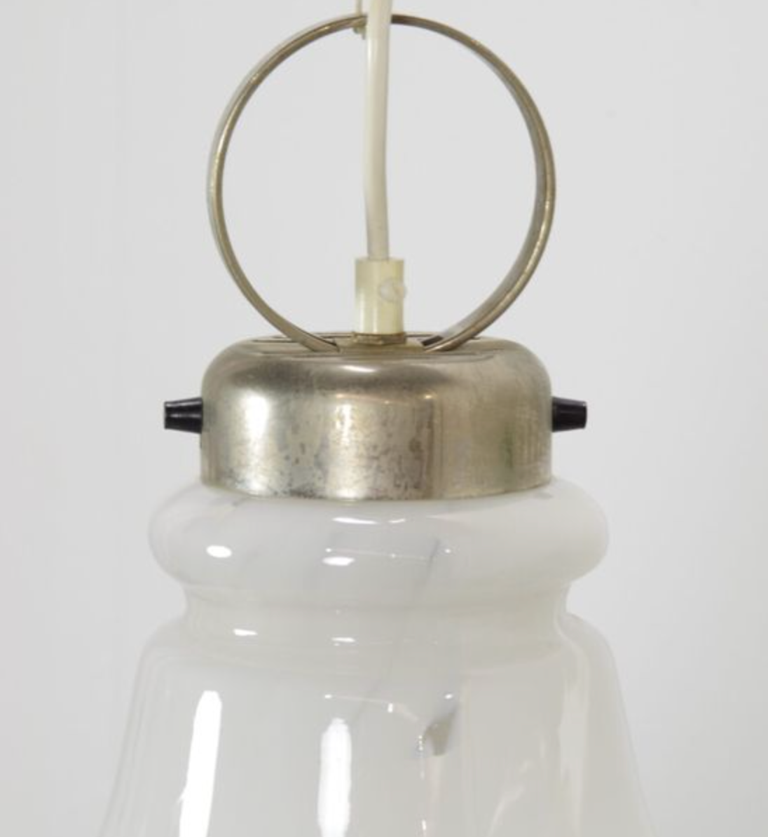 Vintage glass pendant lamp with chrome details