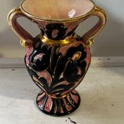 Vintage Vallauris vase amphora with relief floral decoration.
