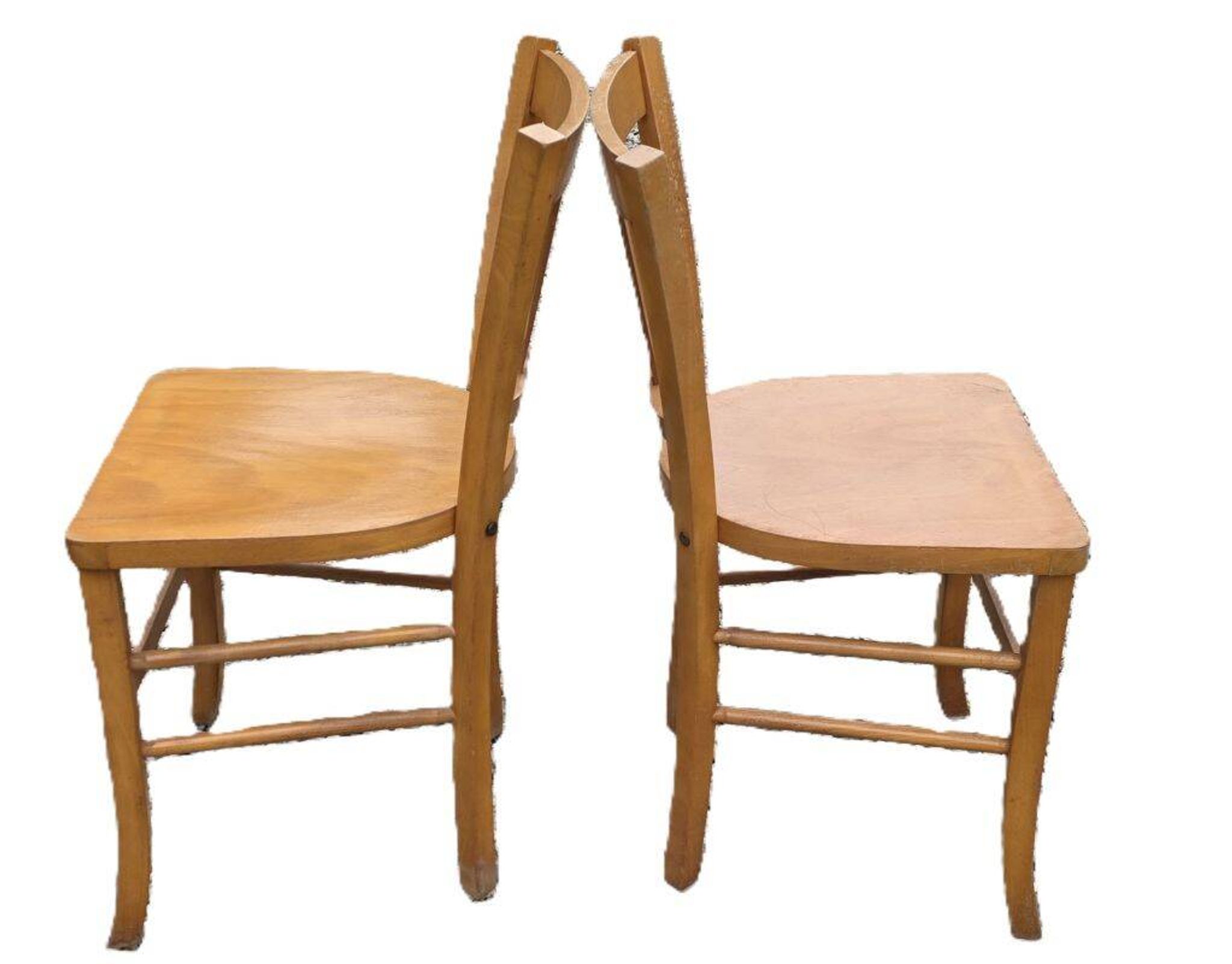 2 Bistro Chairs in Varnished Beech from the 1950s
