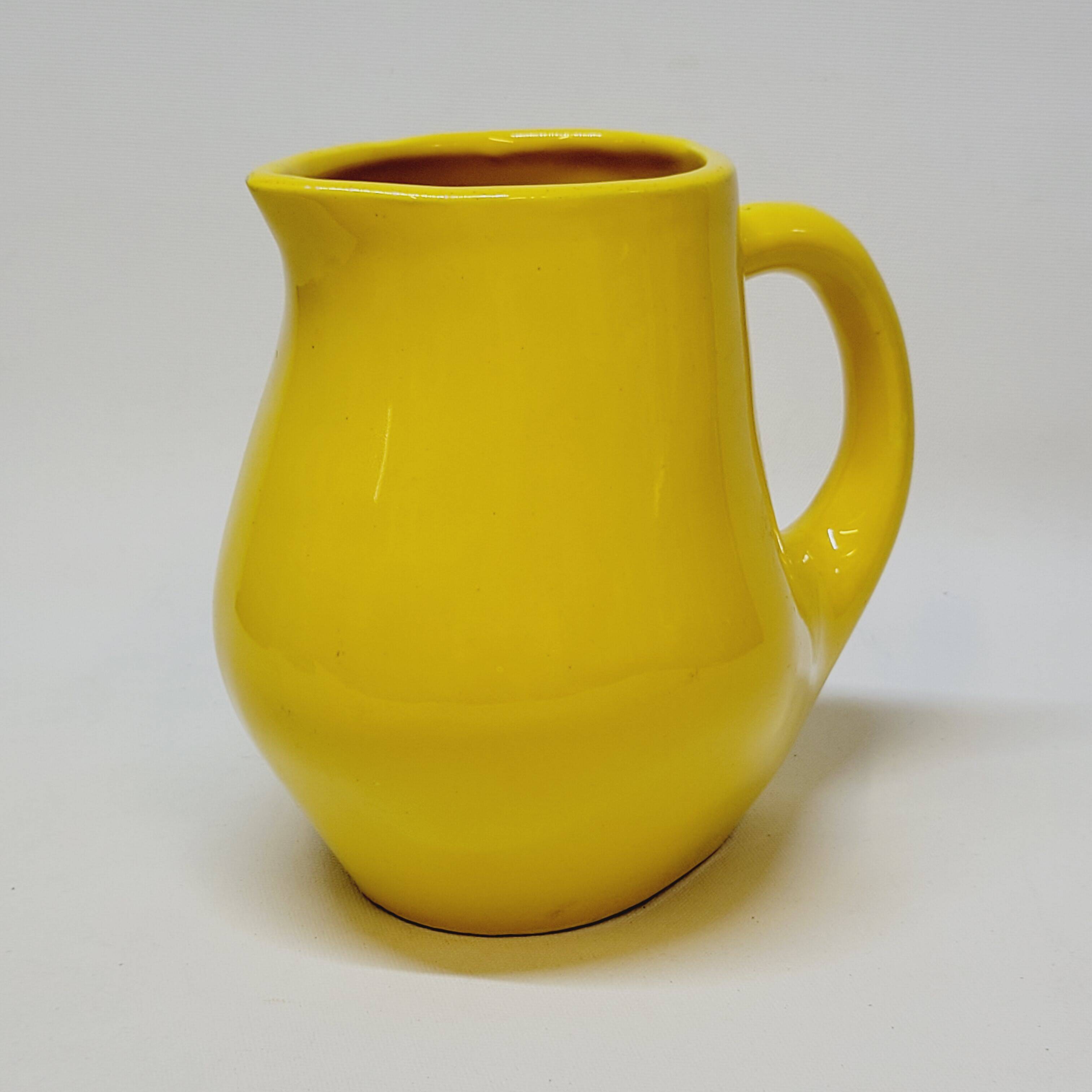 Vintage Bresse PL Poet Laval Yellow Ceramic Pitcher