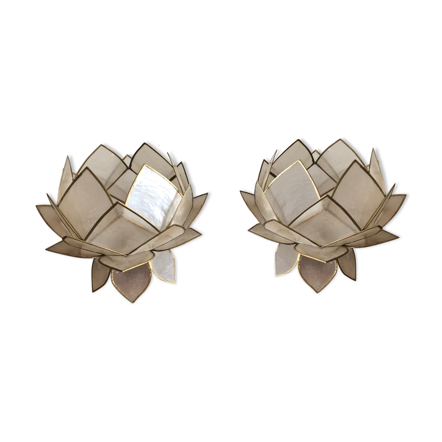 Lotus flowers in mother-of-pearl sconces
