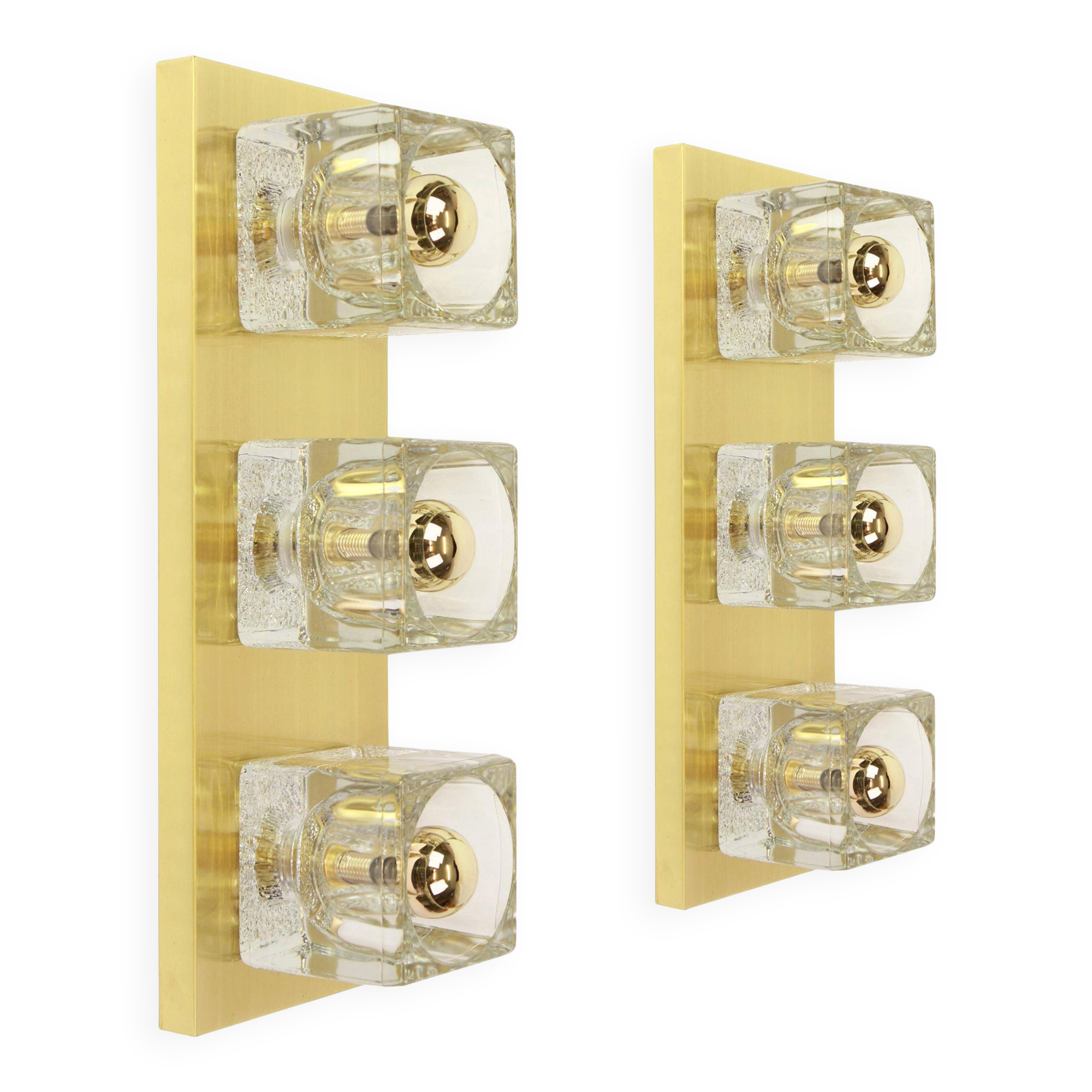 Exclusive wall sconces in crystal and brass by Peill & Putzler, Germany.