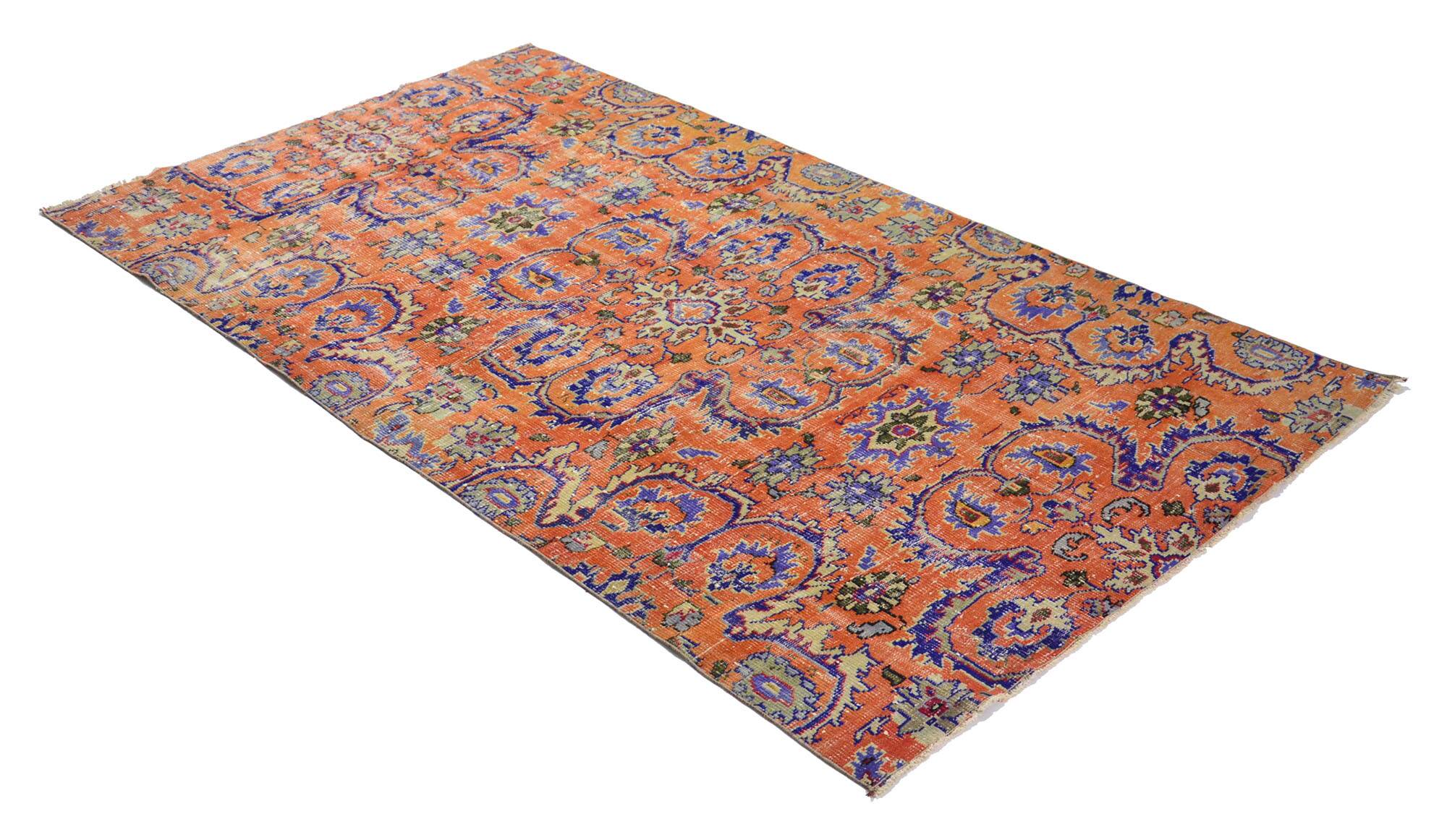 Tapis Oushak Vintage – Couleurs Vibrantes & Motifs Dynamiques, 160 x 277 cm