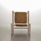 Charlotte Perriand Style Low Seat White Wicker Oak Lounge Chair and Stool