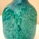 White multi-layer blown glass bottle vase with blue and green inclusions