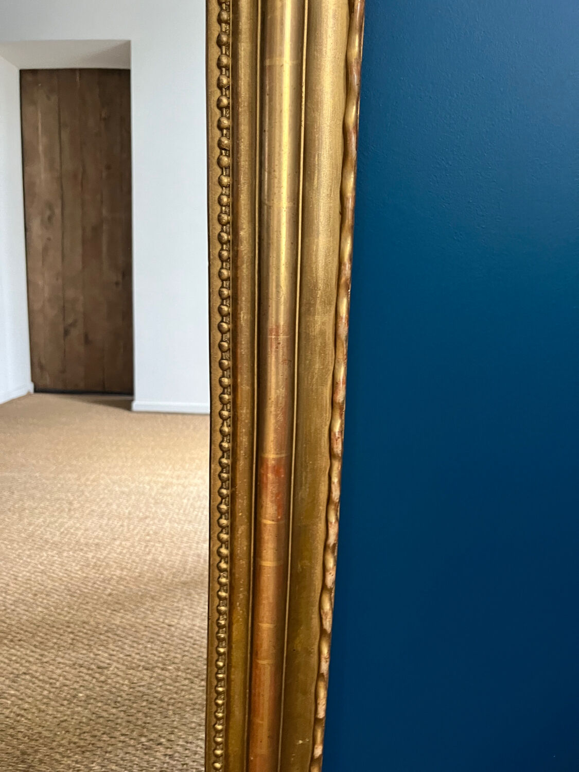 Old mirror 114cm/84cm Louis-Philippe beaded