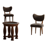 Modern Danish mid-century table, made of oak with spiral turned legs and a glass top, 1950s.