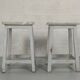 Paire de tabouret de peintre blanc vintage bois