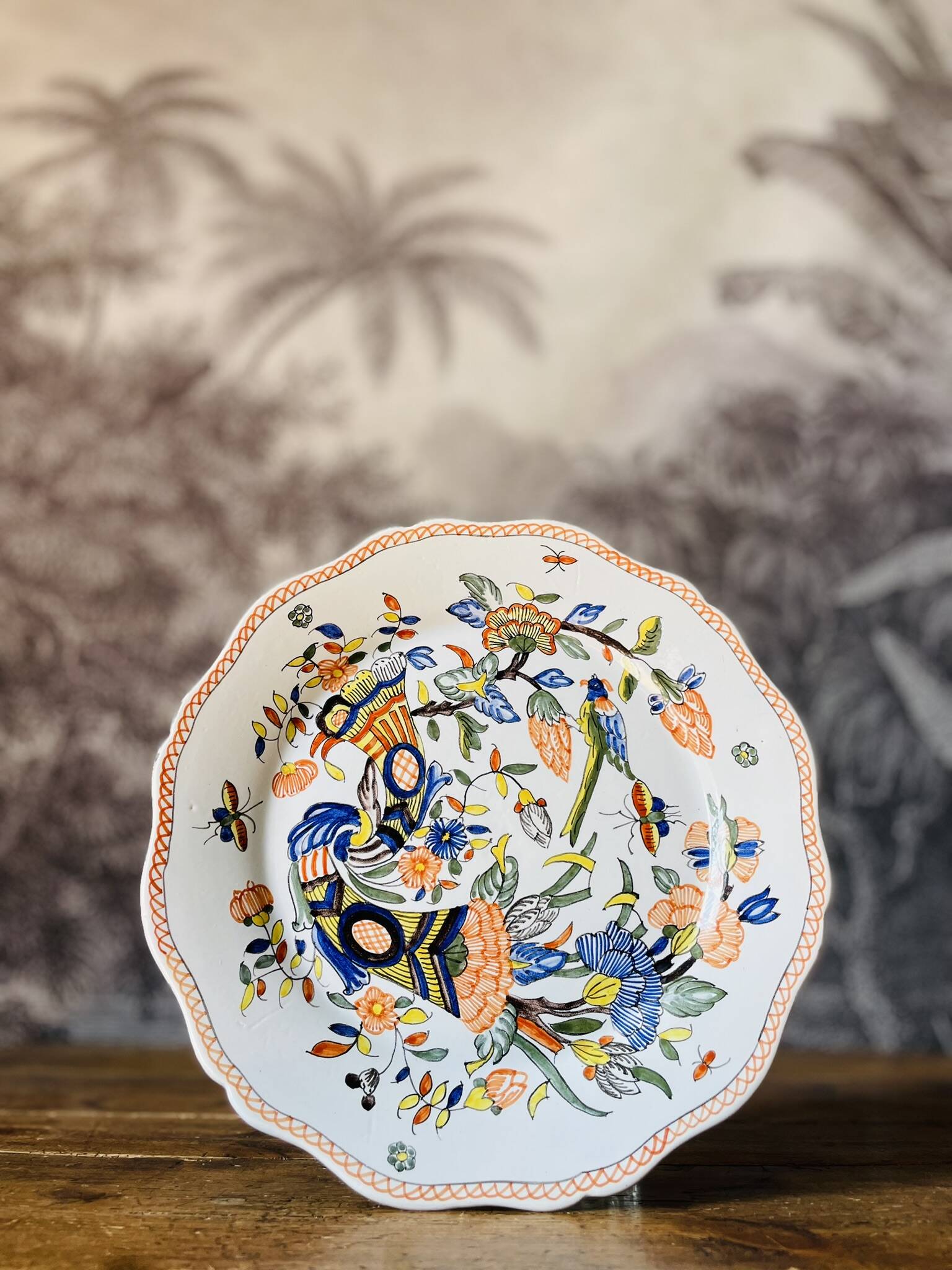 Decorative plate made of Rouen earthenware